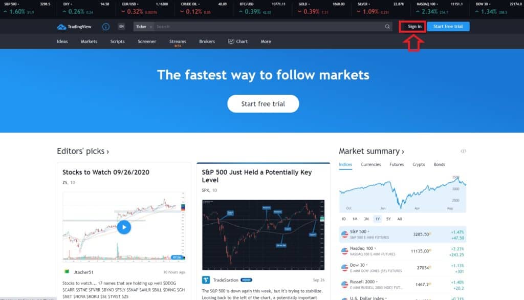 Tradingview sign in